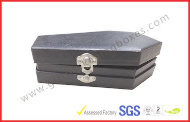 Wood Grain Jewellery Showing Gift Packaging Boxes , Black Rigid Paper Rings Packaging Boxes